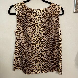 Jones New York Leopard Print Silk Blend Sleeveless Blouse Sz 12